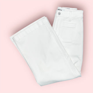 MICA Four Pocket White Wide Leg Cropped Denim
