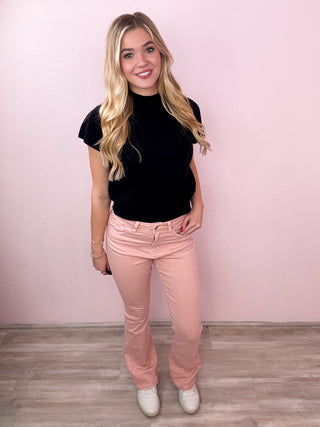 Mock Neck Cap Sleeve Top