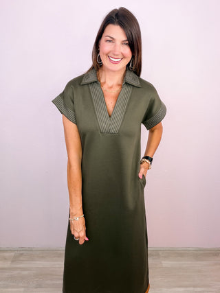 Effortlessly Elevated Midi Dress (Olive)