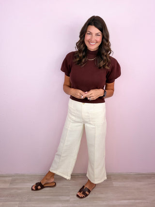 Chic Affair Sweater Top (Brown)