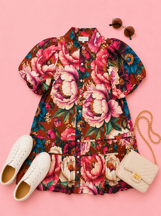 Scarlet Garden Dress (Wine)