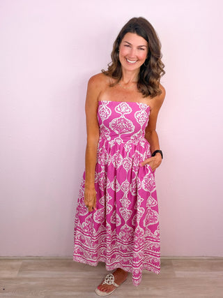 Villa Bella Midi Dress (Magenta)