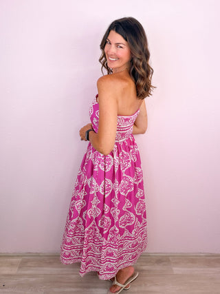 Villa Bella Midi Dress (Magenta)