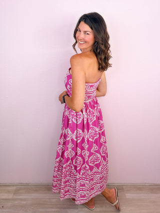 Villa Bella Midi Dress (Magenta)