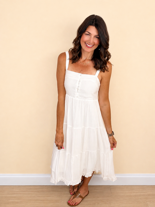 Sunshine Stroll Midi Dress (Ivory)
