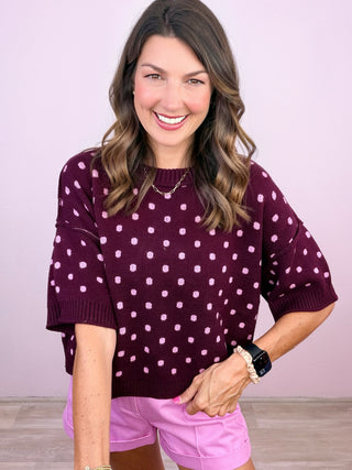 Dot to Dot Sweater (Burgundy)