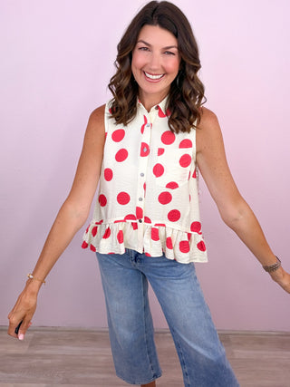 Sweet Spot Polka Dot Top (Red)