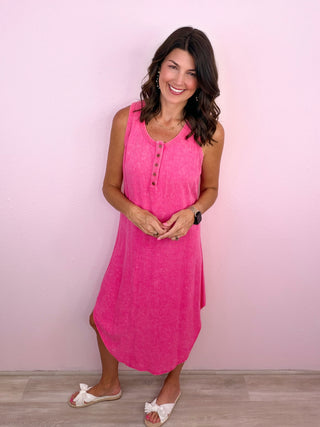 Simple Style Midi Dress (Pink)