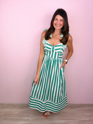 Radiant Rays Midi Dress (Green)