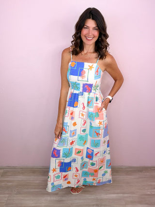 Seaside Stamp Maxi Dress