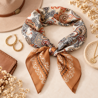 Paisley Medallion Bandana Square Silky Scarf