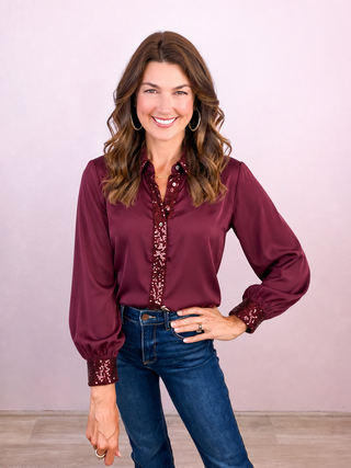 Holiday Dreams Top - Wine