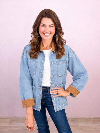 Denim & Corduroy Contrasts & Charm relaxed Jacket