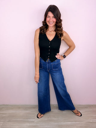 MICA Front Pocket Wide Leg Denim