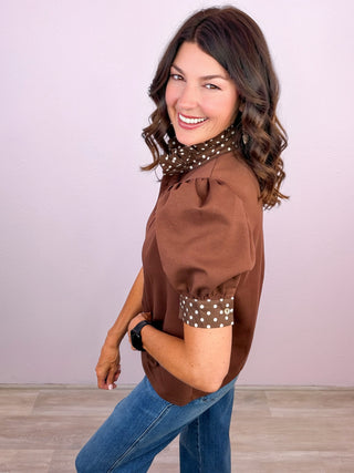 Let's Polka Top - Brown