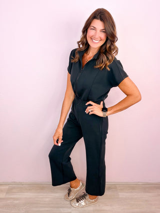 Sophie Chic Short Sleeve Jumpsuit - Black