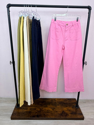 Scallop Trim Wide Leg Pants