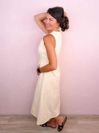 Charming Sophistication Midi Dress (Ecru)