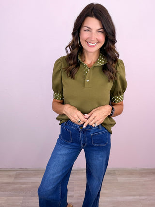 Let's Polka Top (Olive)
