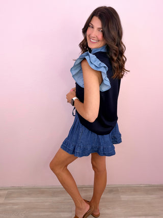 Sweet & Structured Top (Navy)