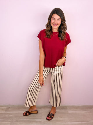 Pinstripe Perfection Pants (Brown)