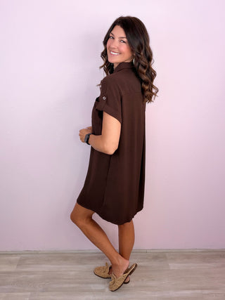 All Agendas Shirt Dress (Brown)