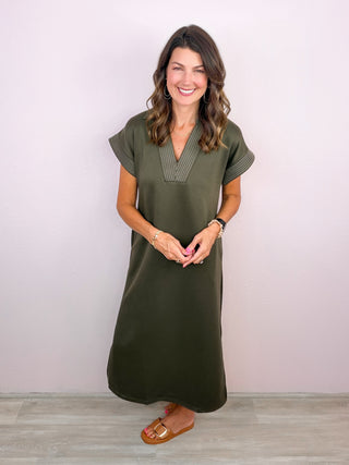 Effortlessly Elevated Midi Dress (Olive)