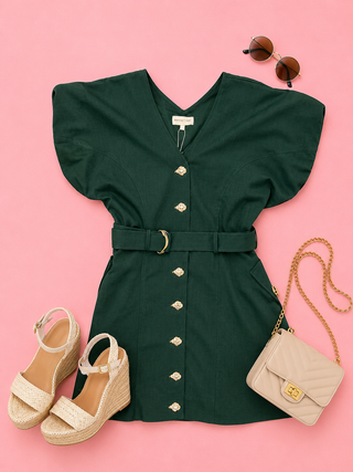 Everly Belted Dress (Hunter)