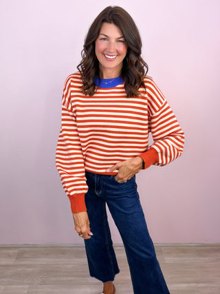 Social Stripe Sweater (Pumpkin)