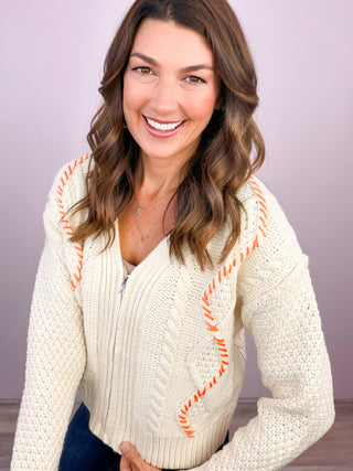 LOVESTITCH® Leona Cable Zip Up Cardigan