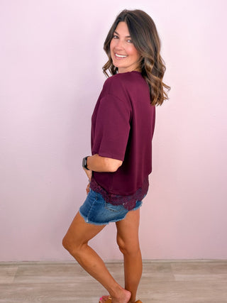 Lace Affair Top (Burgundy)