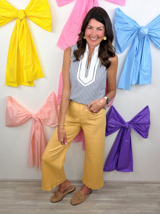 Preppy Stripe Scallop Top