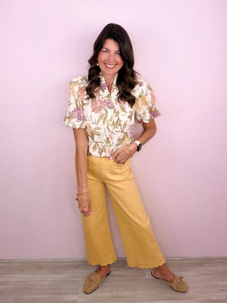 Golden Hour Floral Top (Ecru)