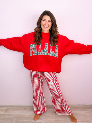 Premium FA LA LA Applique Patch Mock-neck Sweatshirt