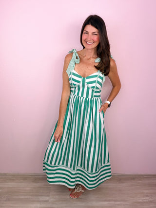 Radiant Rays Midi Dress (Green)