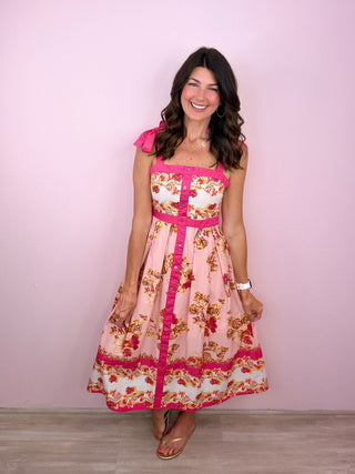 Sweet Magnolia Midi Dress (Pink)