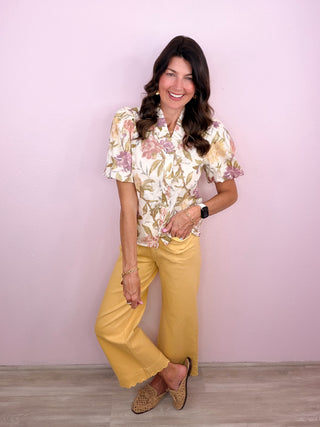 Scallop Trim Wide Leg Pants