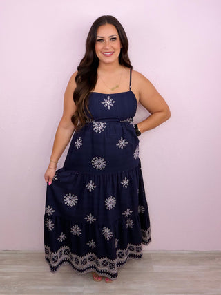 Border Print Maxi Dress