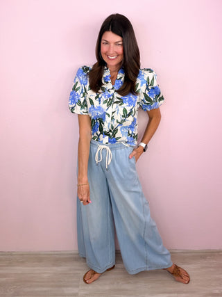 Mineral Washed Wide Leg Pants