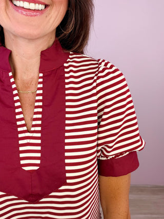 Stripe Crush Top (Burgundy)
