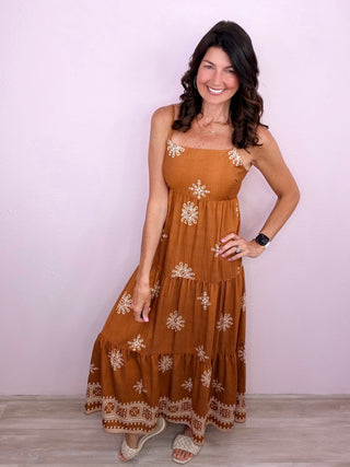 Border Print Maxi Dress