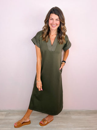 Effortlessly Elevated Midi Dress (Olive)