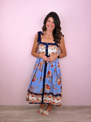 Sweet Magnolia Midi Dress (Navy)