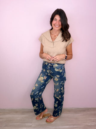 MICA Floral Crush Wide Leg Denim