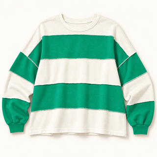 Mixed Signals Colorblock French Terry Top - Green