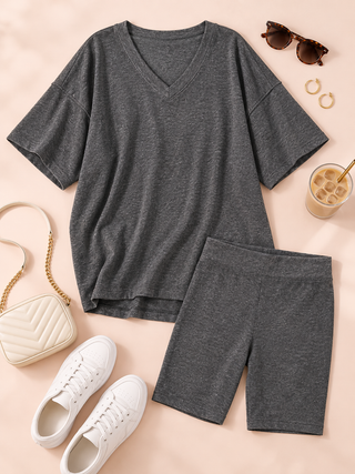 Off-Duty Relaxed Shorts Set - Charcoal