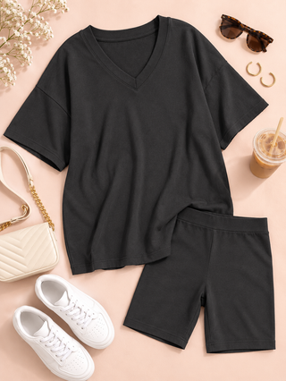 Off-Duty Relaxed Shorts Set - Black
