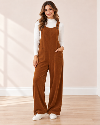 Corduroy Relaxed Overalls - Copper