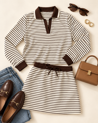 The Weekend Trip Striped Skort Set