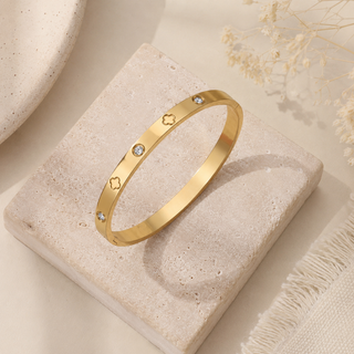 18KT Lucky Charm CZ Bangle